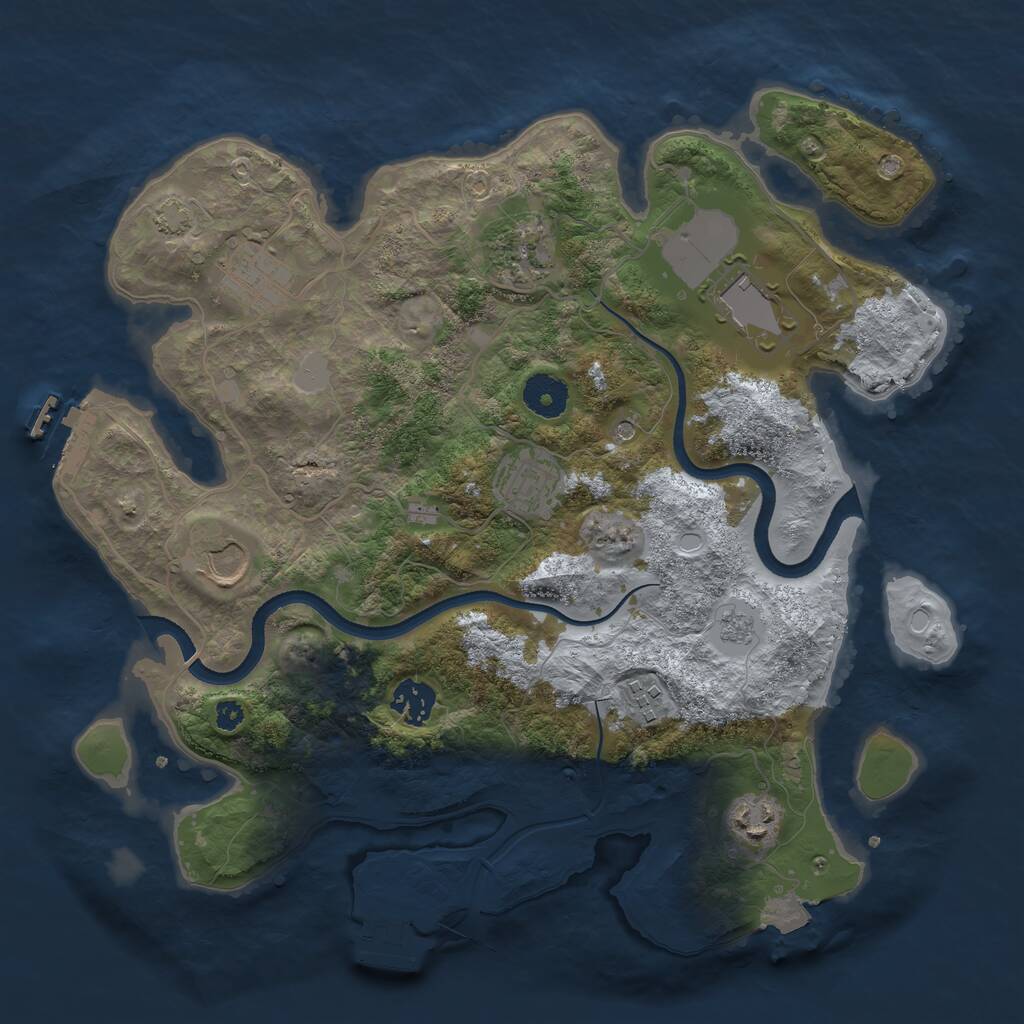 Rust Map: Procedural Map, Size: 3500, Seed: 184532, 14 Monuments