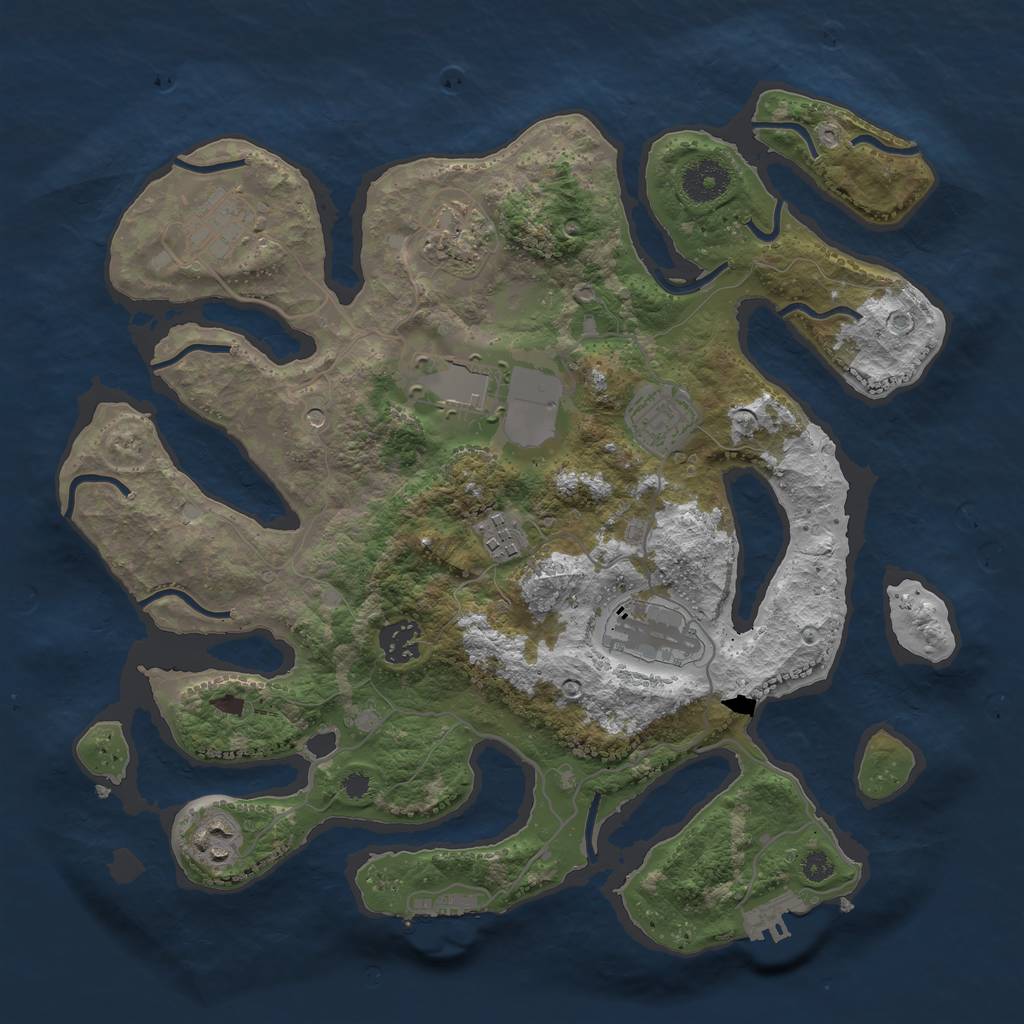 Rust Map: Procedural Map, Size: 3500, Seed: 184532, 13 Monuments