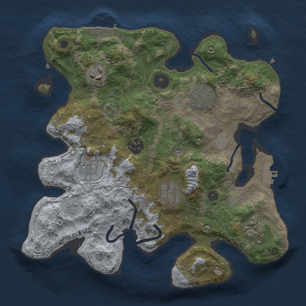 Rust Map: Procedural Map, Size: 3000, Seed: 155684030, 15 Monuments