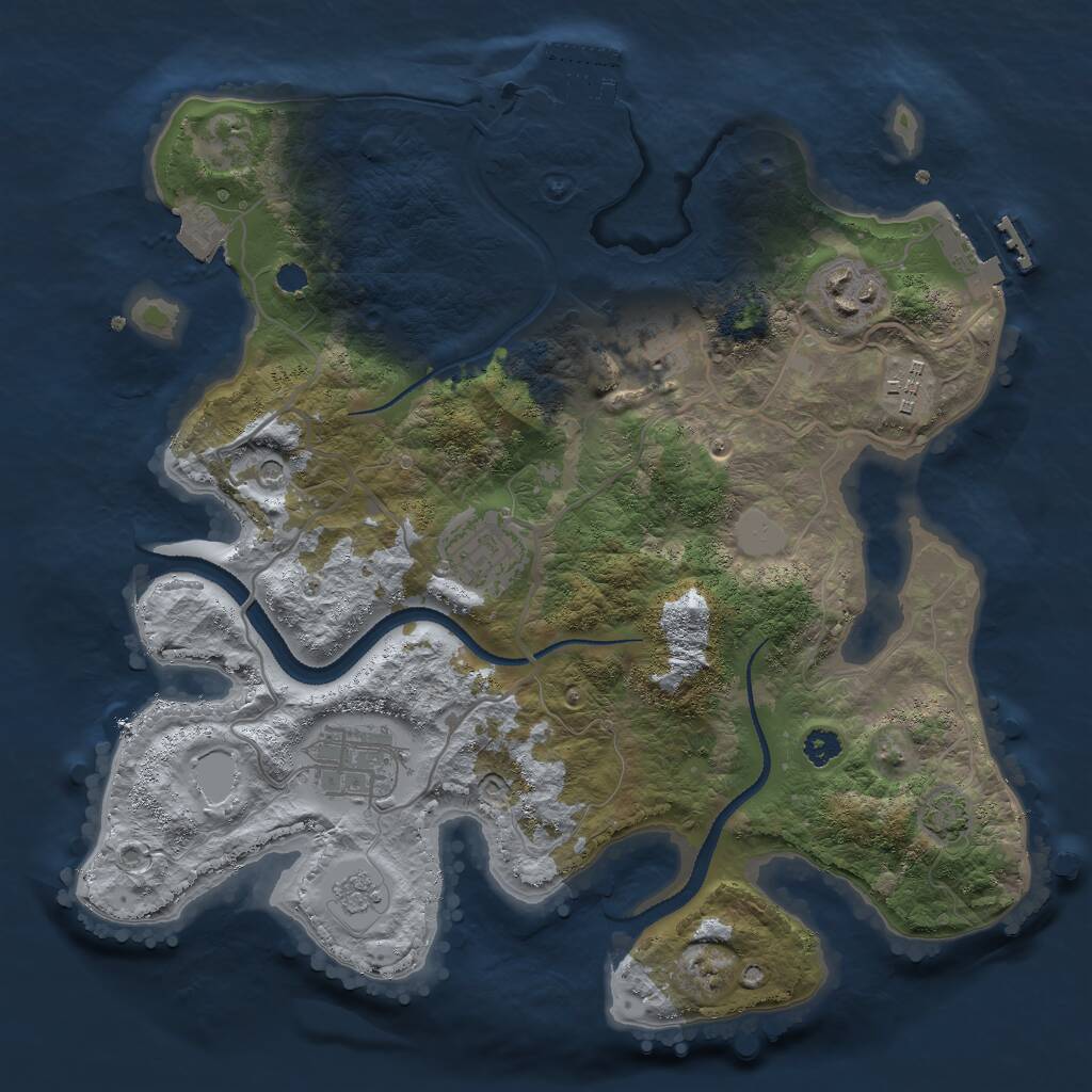 Rust Map: Procedural Map, Size: 3000, Seed: 155684030, 11 Monuments