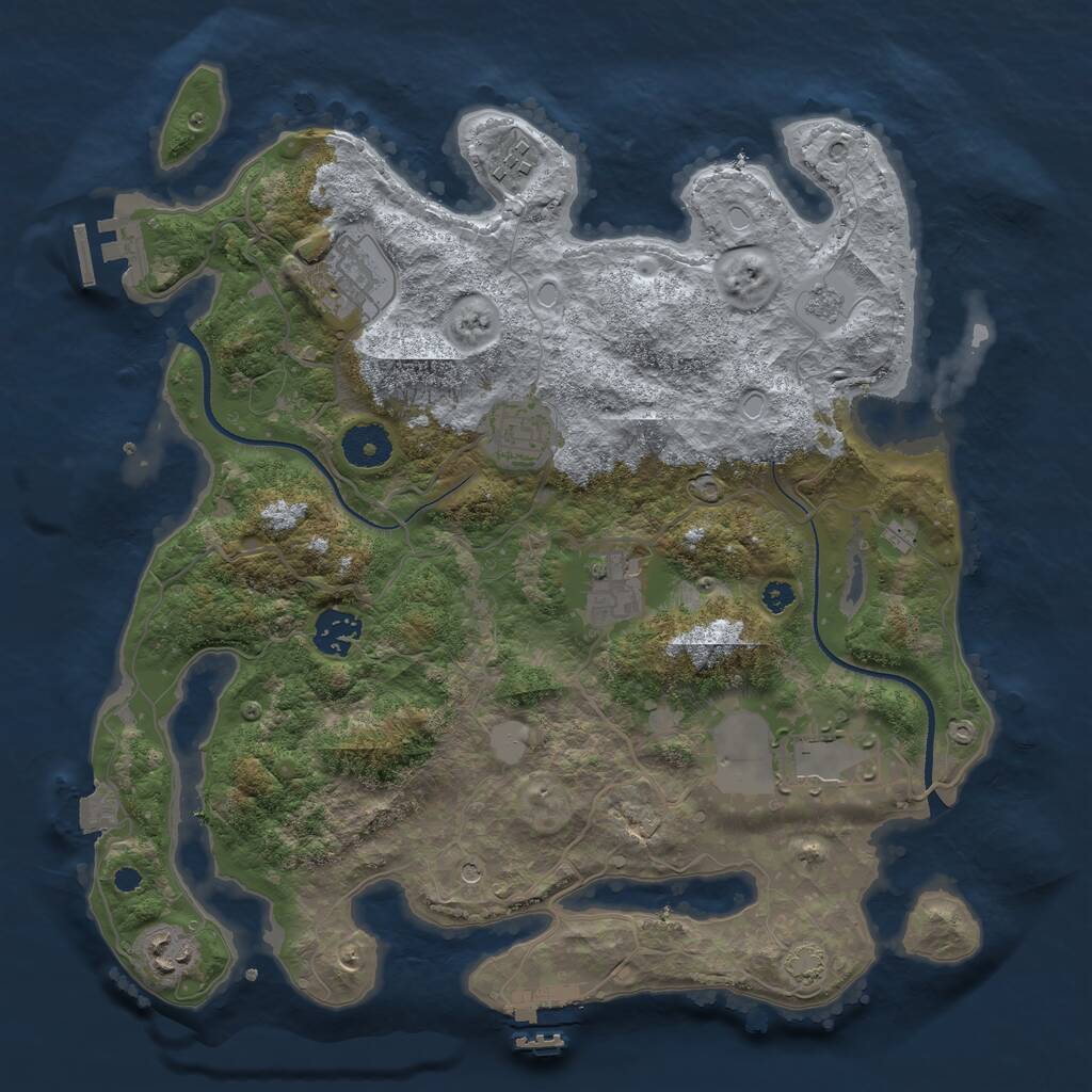 Rust Map: Procedural Map, Size: 3500, Seed: 7778109, 13 Monuments