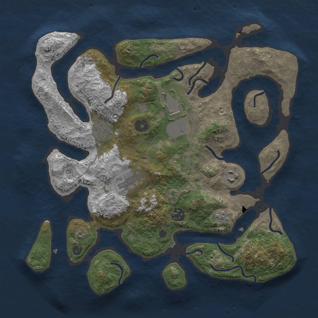 Rust Map: Procedural Map, Size: 3500, Seed: 486374112, 9 Monuments