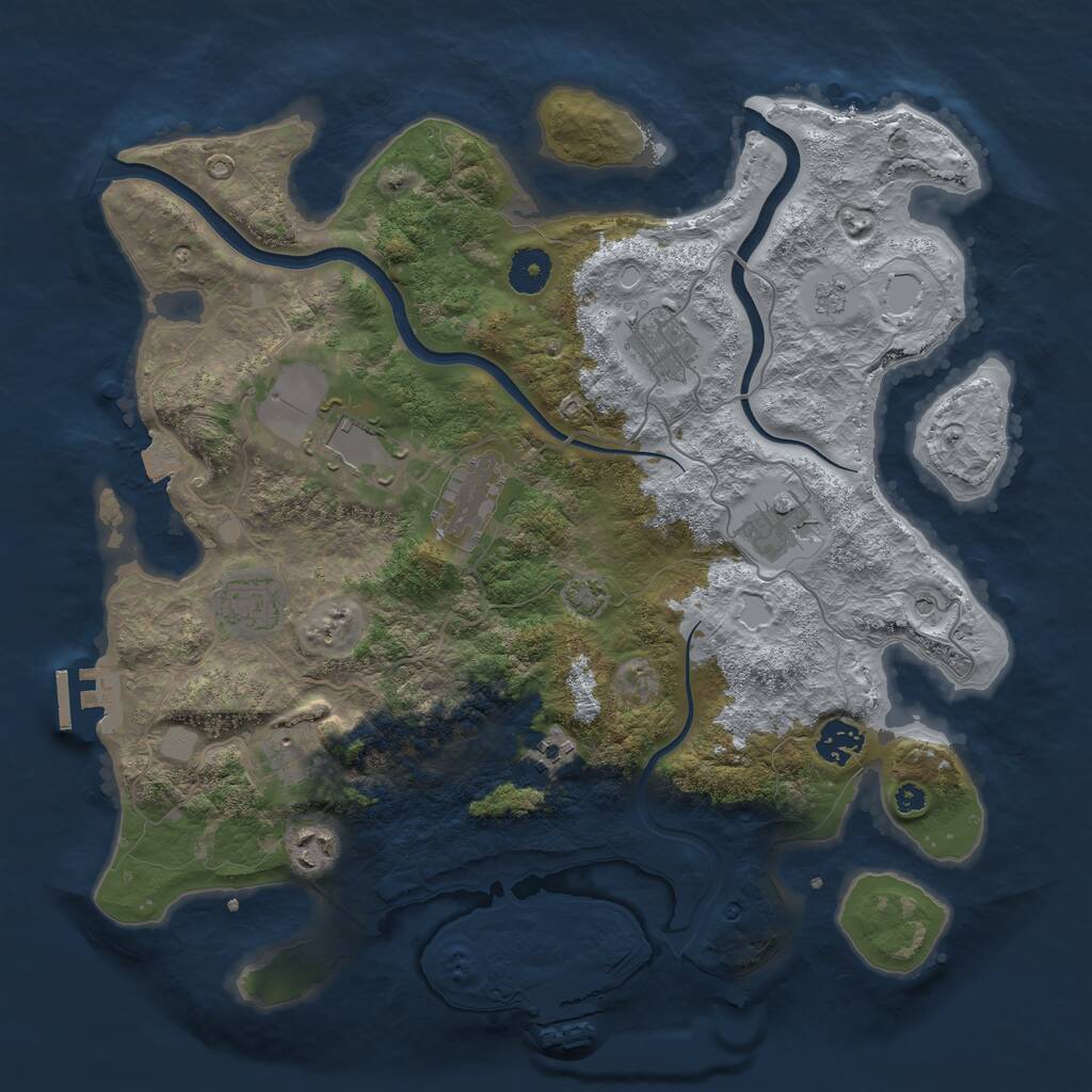 Rust Map: Procedural Map, Size: 3700, Seed: 732554133, 15 Monuments