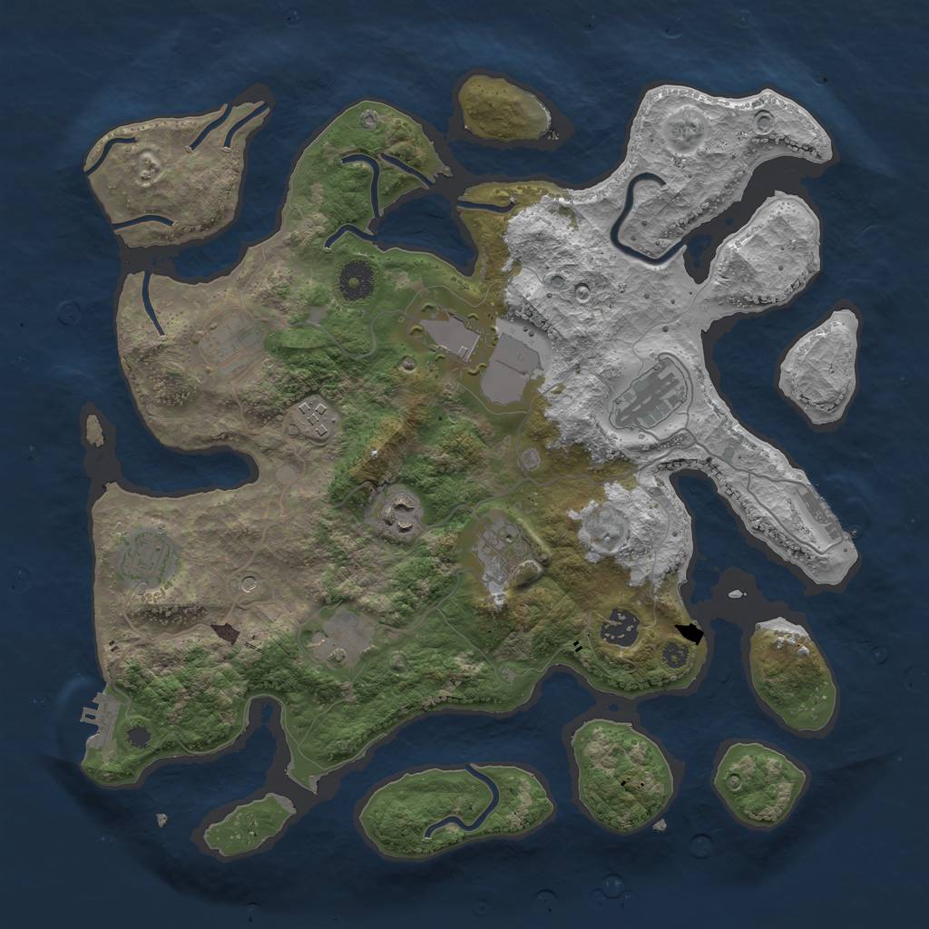 Rust Map: Procedural Map, Size: 3700, Seed: 732554133, 14 Monuments