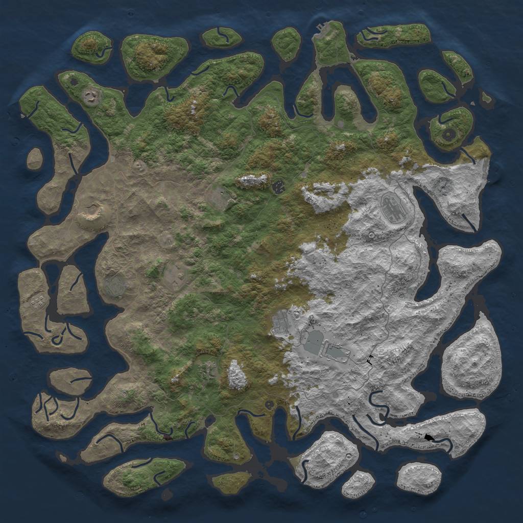 Rust Map: Procedural Map, Size: 6000, Seed: 30681860, 16 Monuments