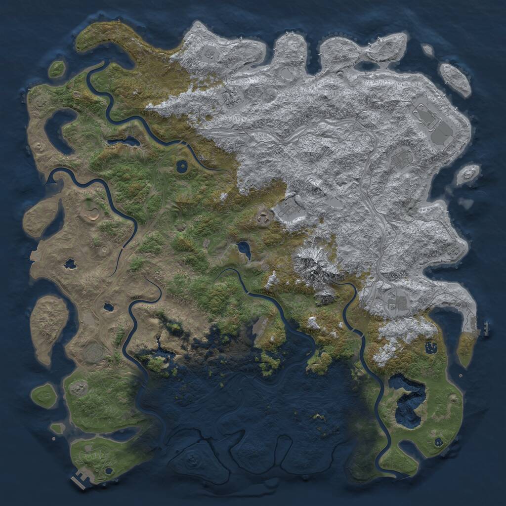 Rust Map: Procedural Map, Size: 6000, Seed: 1432675355, 17 Monuments