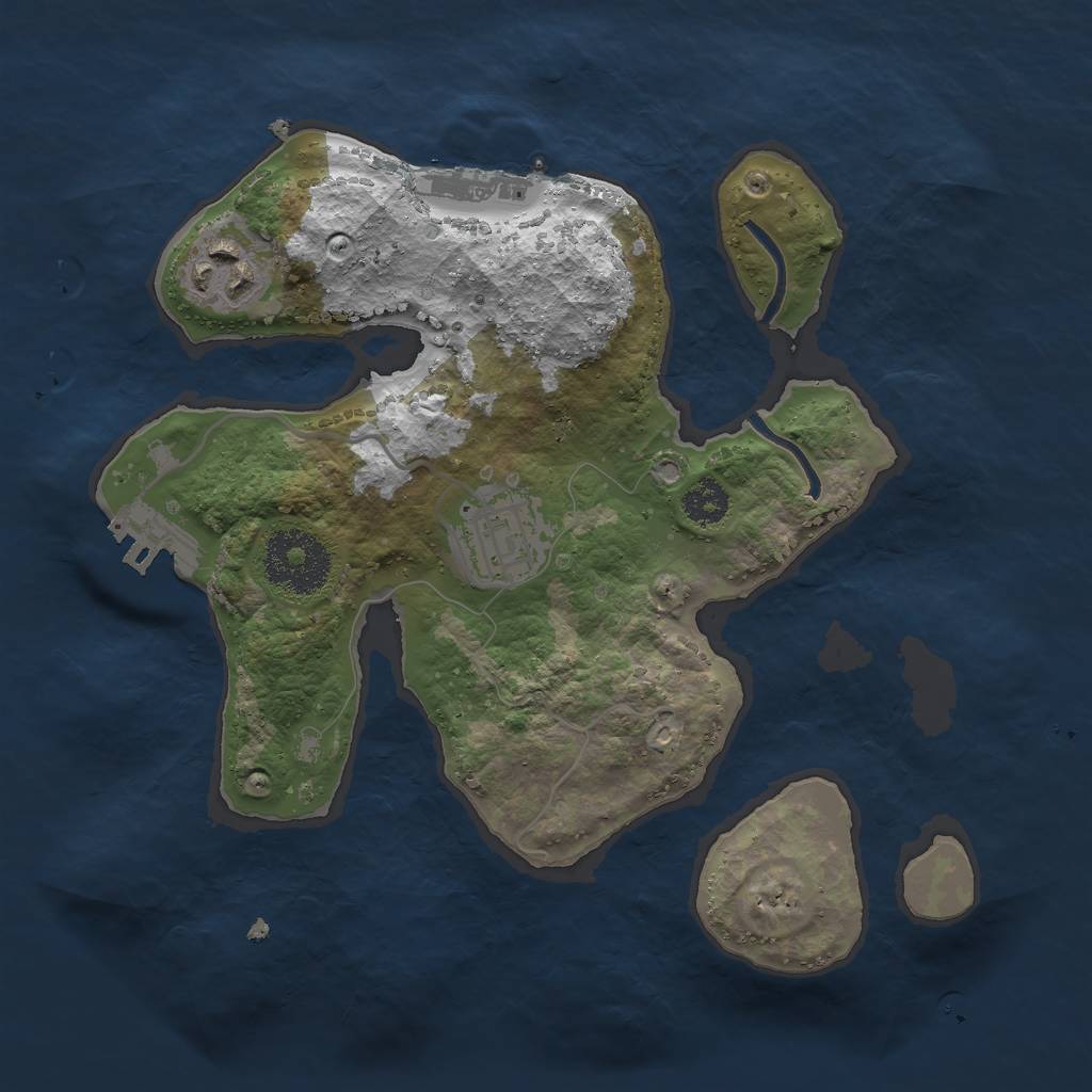 Rust Map: Procedural Map, Size: 2500, Seed: 87591, 6 Monuments