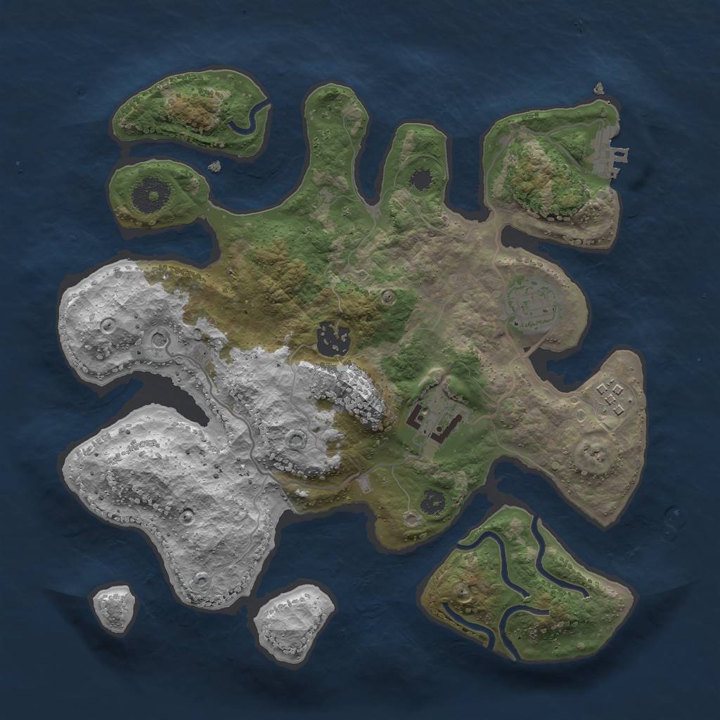 Rust Map: Procedural Map, Size: 3000, Seed: 2379370, 8 Monuments