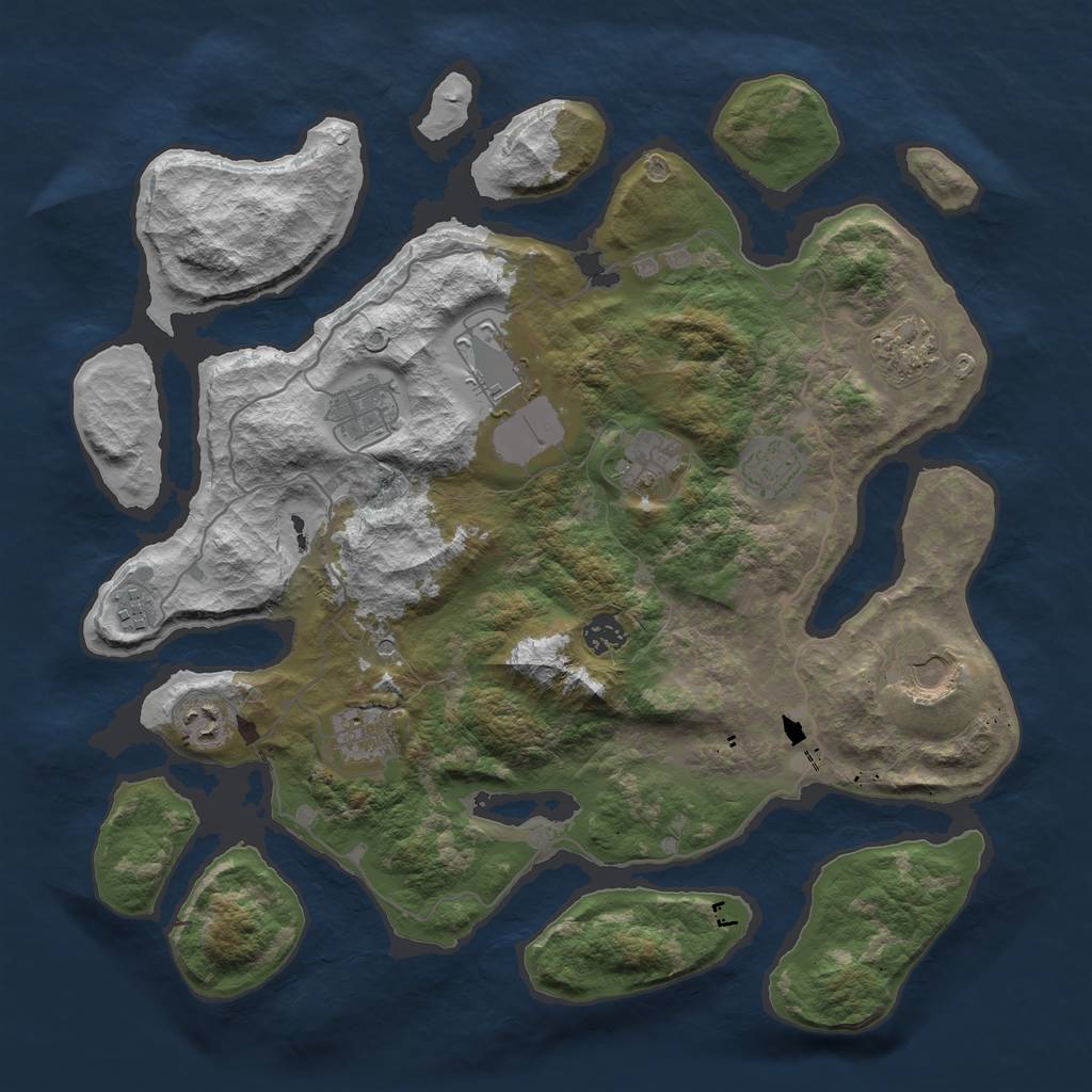 Rust Map: Barren, Size: 4000, Seed: 8, 13 Monuments