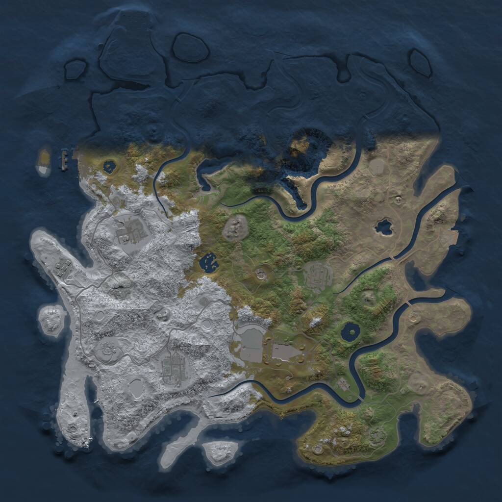 Rust Map: Procedural Map, Size: 4000, Seed: 705202101, 12 Monuments
