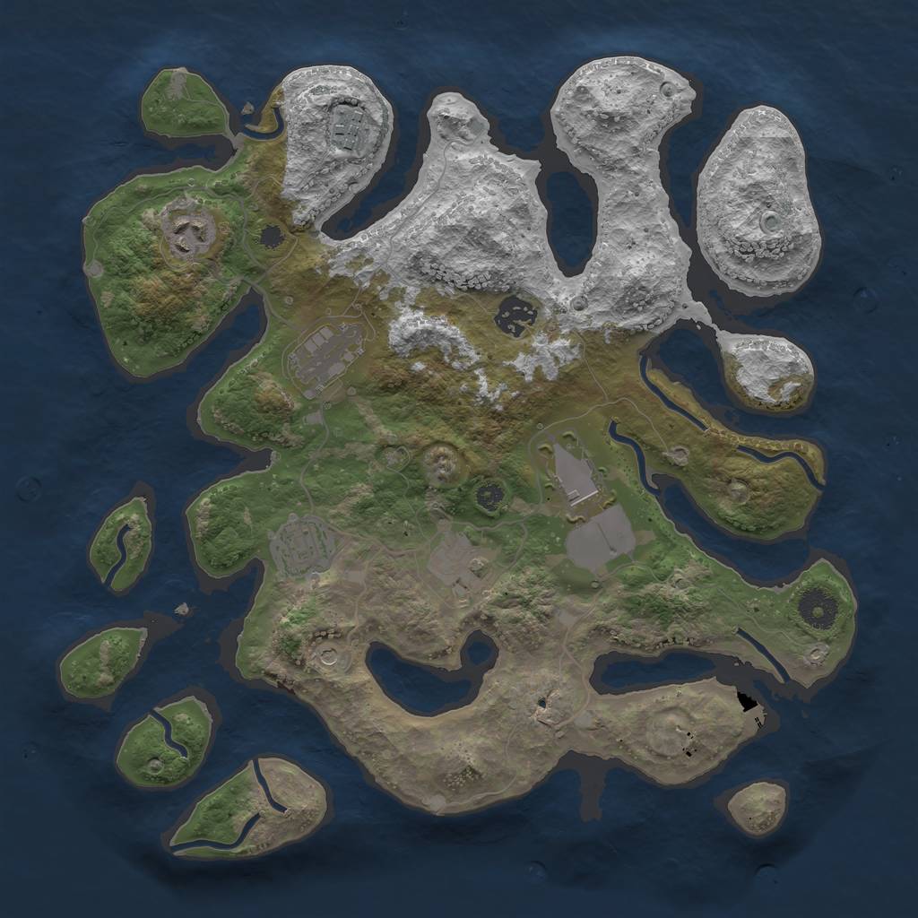 Rust Map: Procedural Map, Size: 3500, Seed: 616687, 10 Monuments