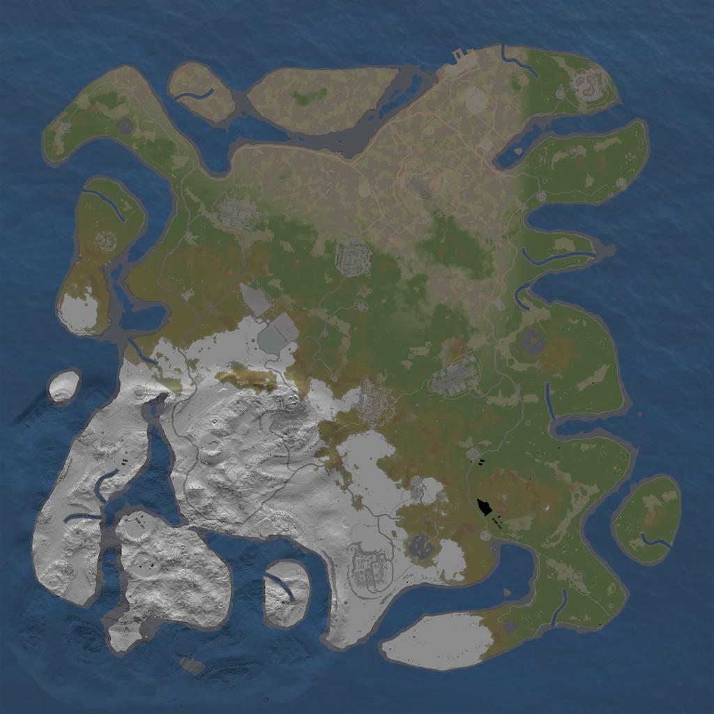 Rust Map: Procedural Map, Size: 4500, Seed: 1401857945, 14 Monuments