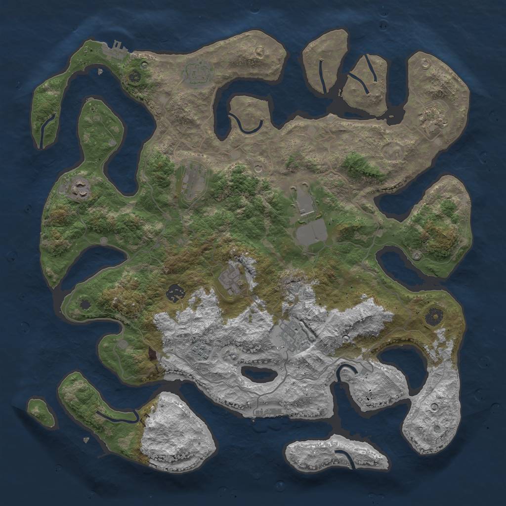 Rust Map: Procedural Map, Size: 4250, Seed: 1228055726, 14 Monuments