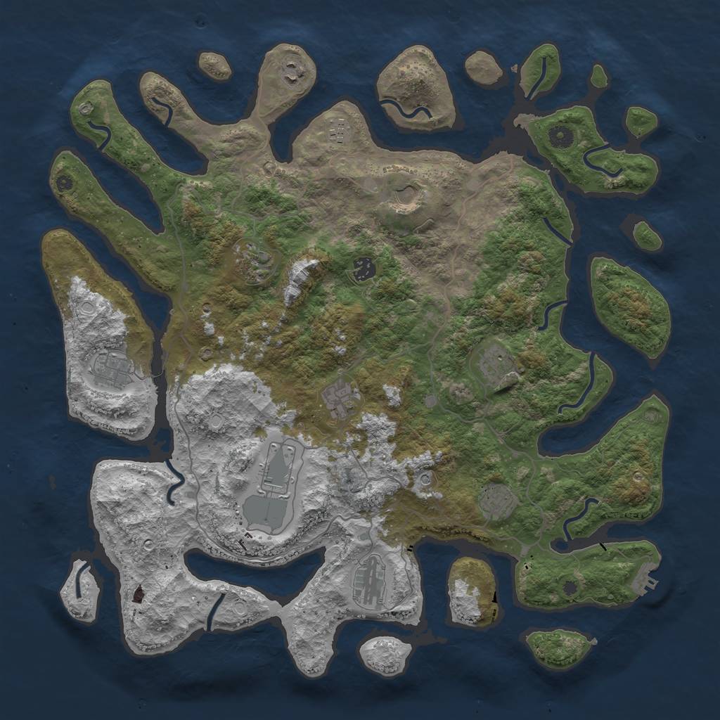 Rust Map: Procedural Map, Size: 4500, Seed: 1841815099, 18 Monuments