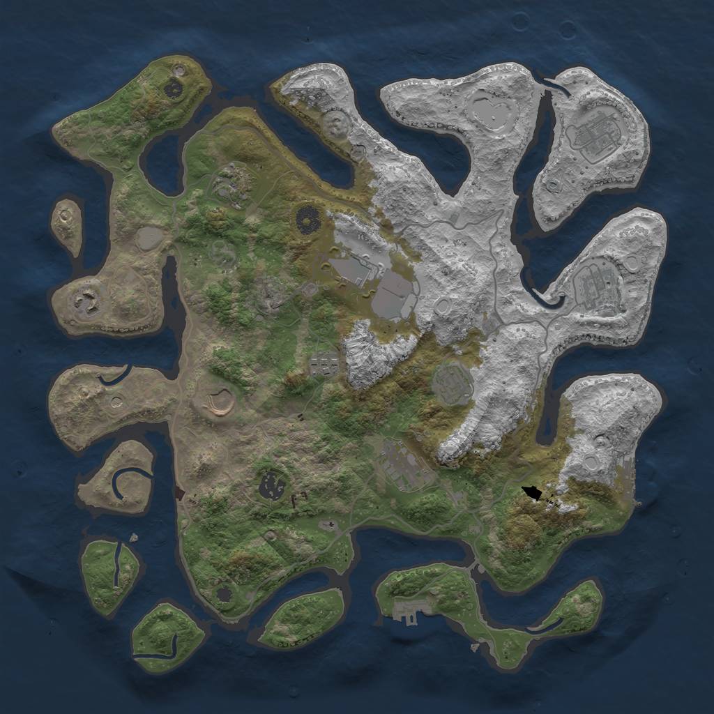 Rust Map: Procedural Map, Size: 4000, Seed: 458944483, 18 Monuments