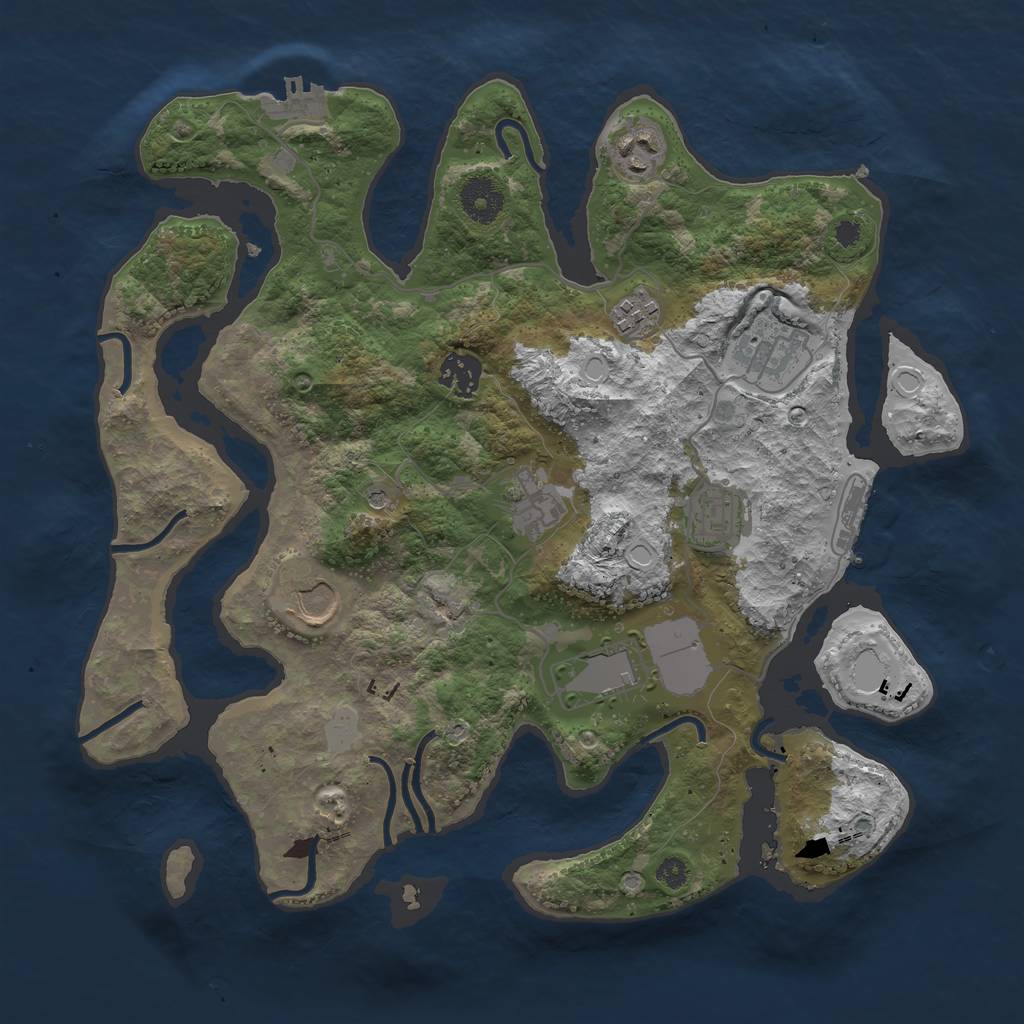 Rust Map: Procedural Map, Size: 3500, Seed: 24462, 16 Monuments