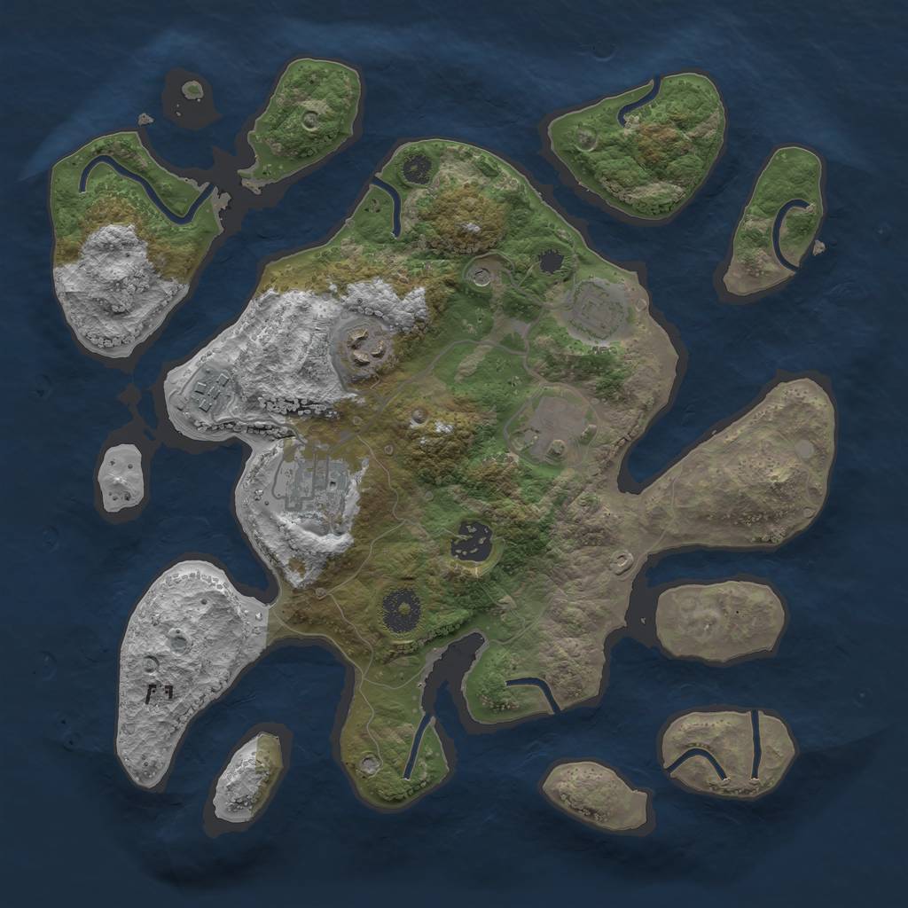 Rust Map: Procedural Map, Size: 3250, Seed: 31, 9 Monuments