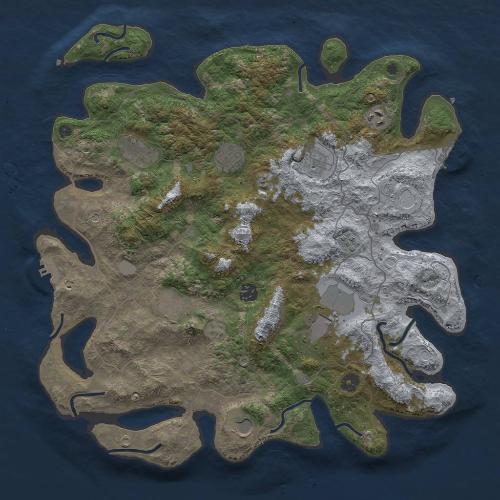 Rust Map: Procedural Map, Size: 4000, Seed: 10052021, 18 Monuments