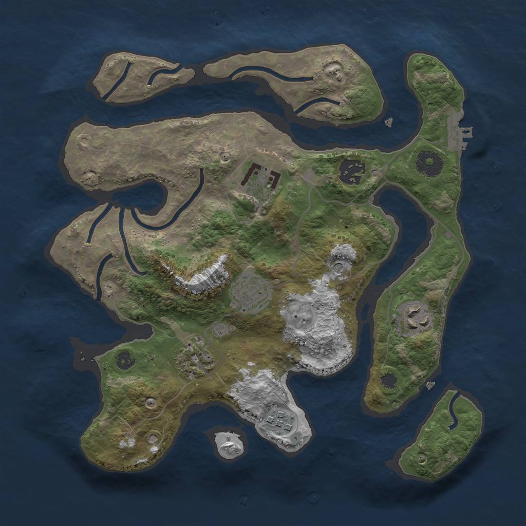 Rust Map: Procedural Map, Size: 3000, Seed: 3553, 10 Monuments