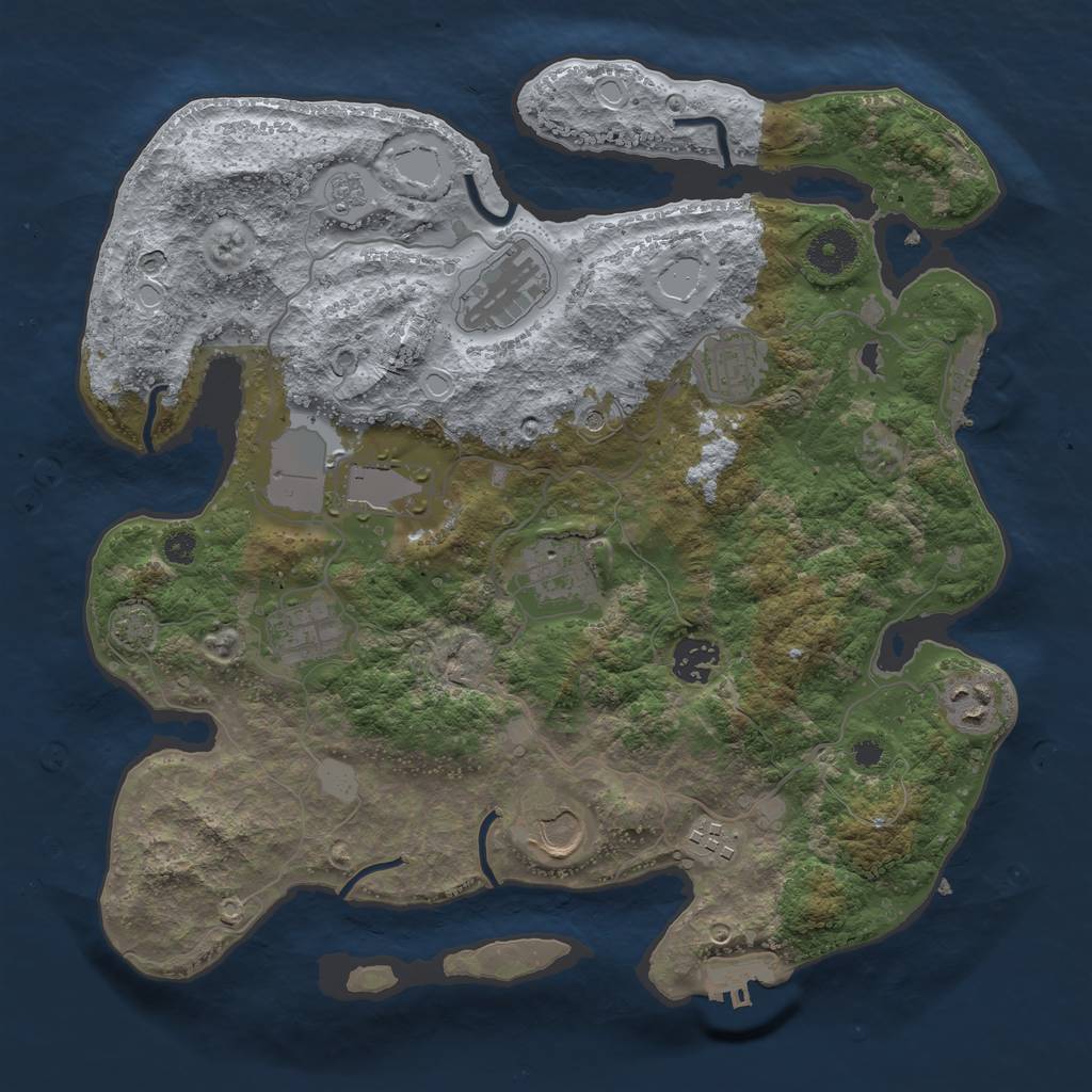 Rust Map: Procedural Map, Size: 3500, Seed: 427722231, 17 Monuments