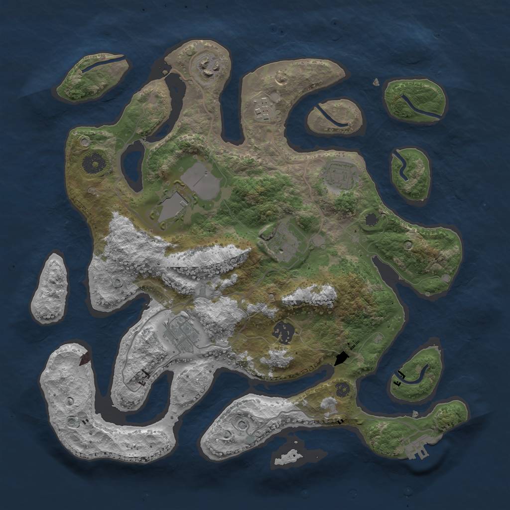 Rust Map: Procedural Map, Size: 3500, Seed: 634295168, 11 Monuments