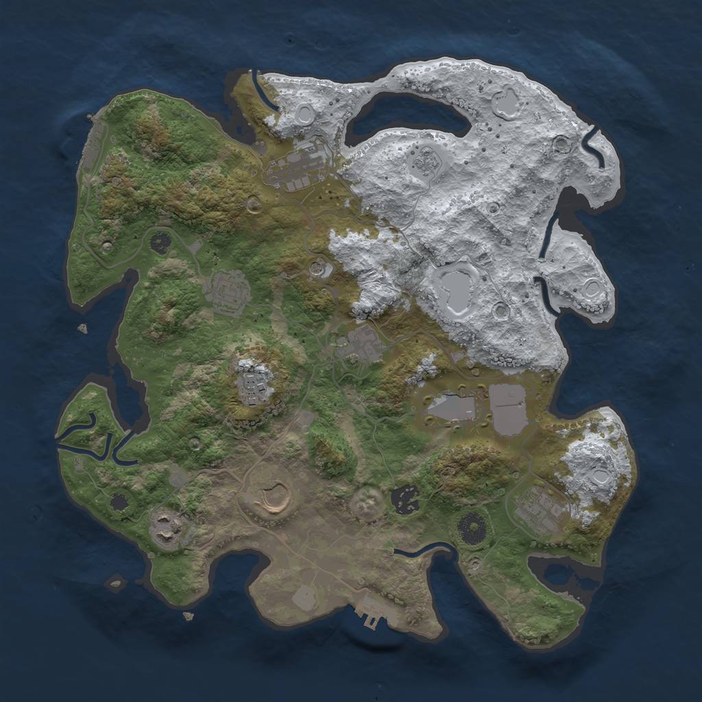 Rust Map: Procedural Map, Size: 3500, Seed: 372921070, 18 Monuments