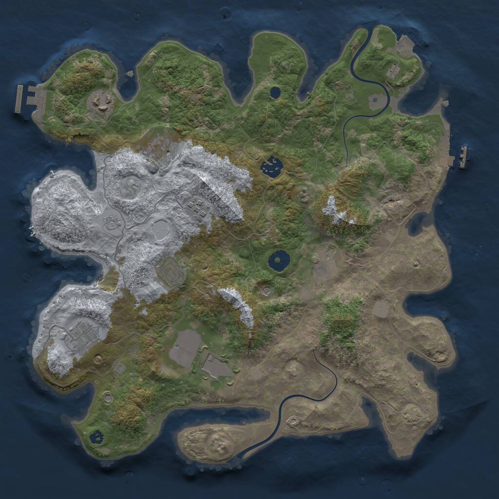 Rust Map: Procedural Map, Size: 3600, Seed: 61, 14 Monuments