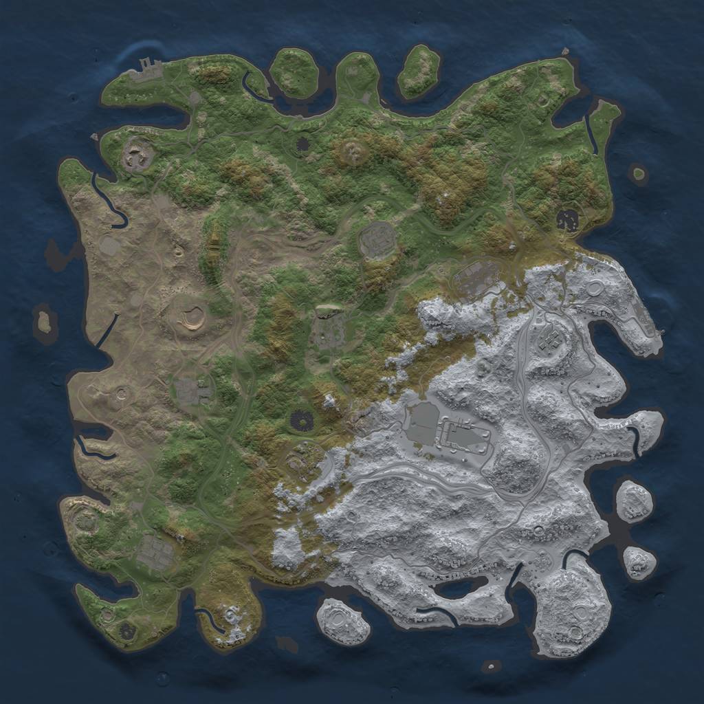 Rust Map: Procedural Map, Size: 4500, Seed: 45698, 19 Monuments