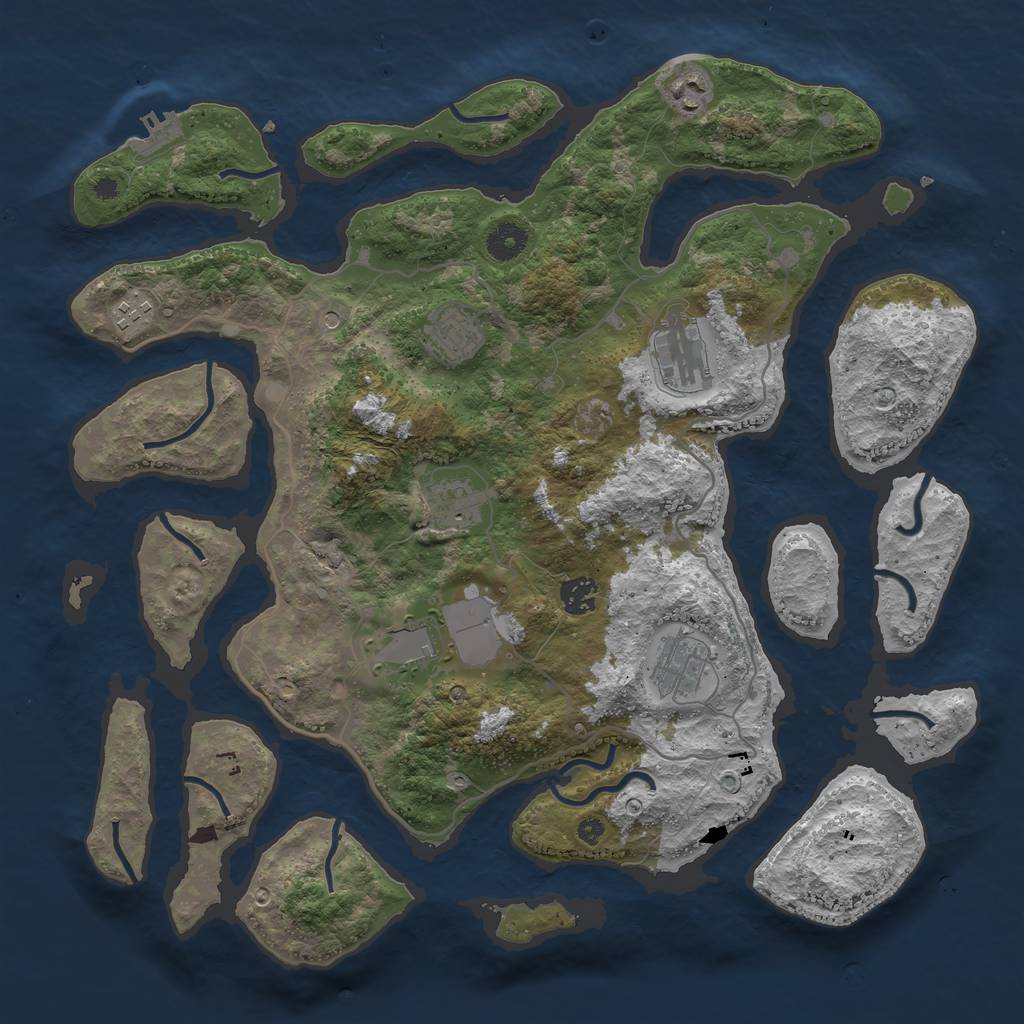 Rust Map: Procedural Map, Size: 4000, Seed: 654629845, 12 Monuments