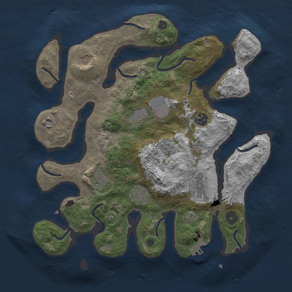 Rust Map: Procedural Map, Size: 3500, Seed: 789546748, 12 Monuments