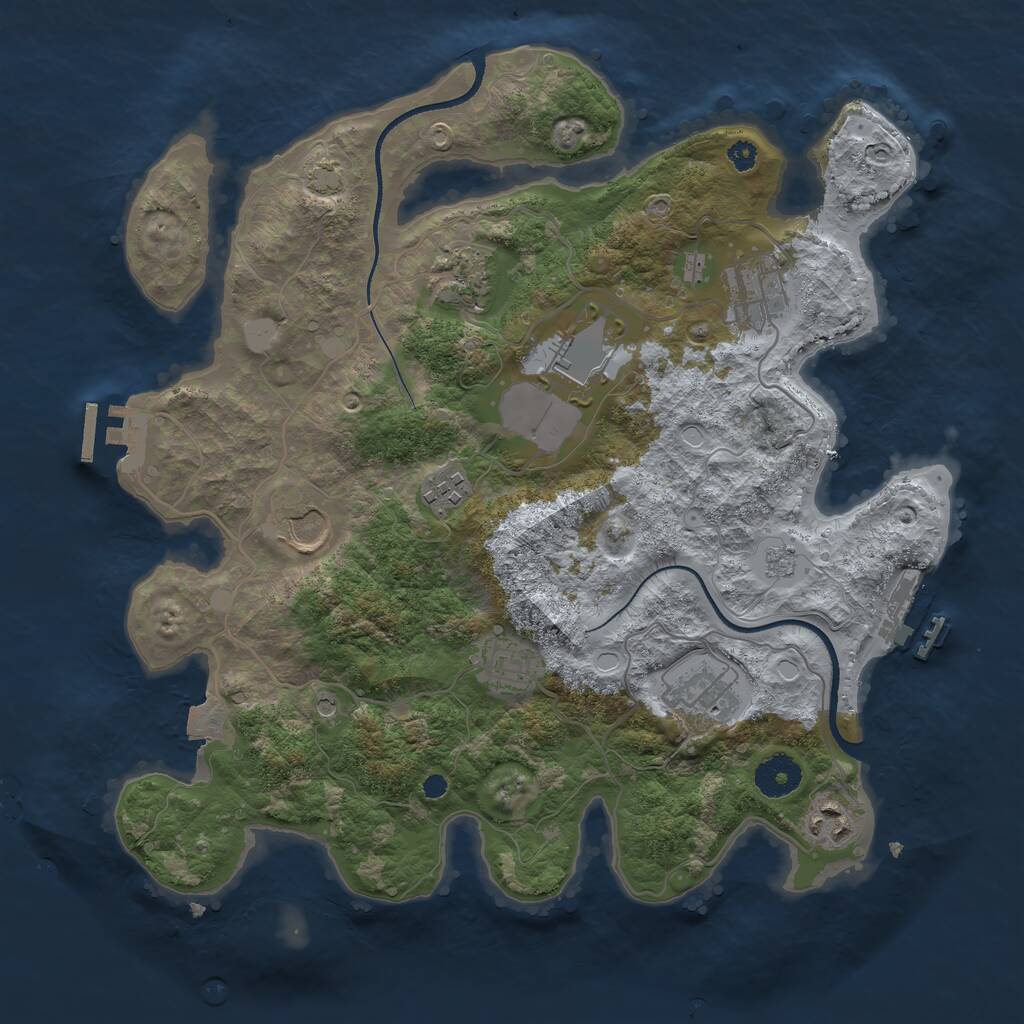 Rust Map: Procedural Map, Size: 3500, Seed: 789546748, 14 Monuments