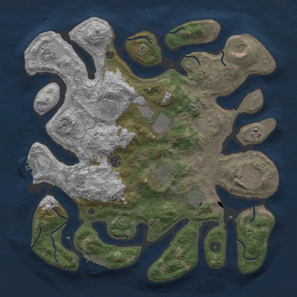 Rust Map: Procedural Map, Size: 4000, Seed: 725312175, 16 Monuments