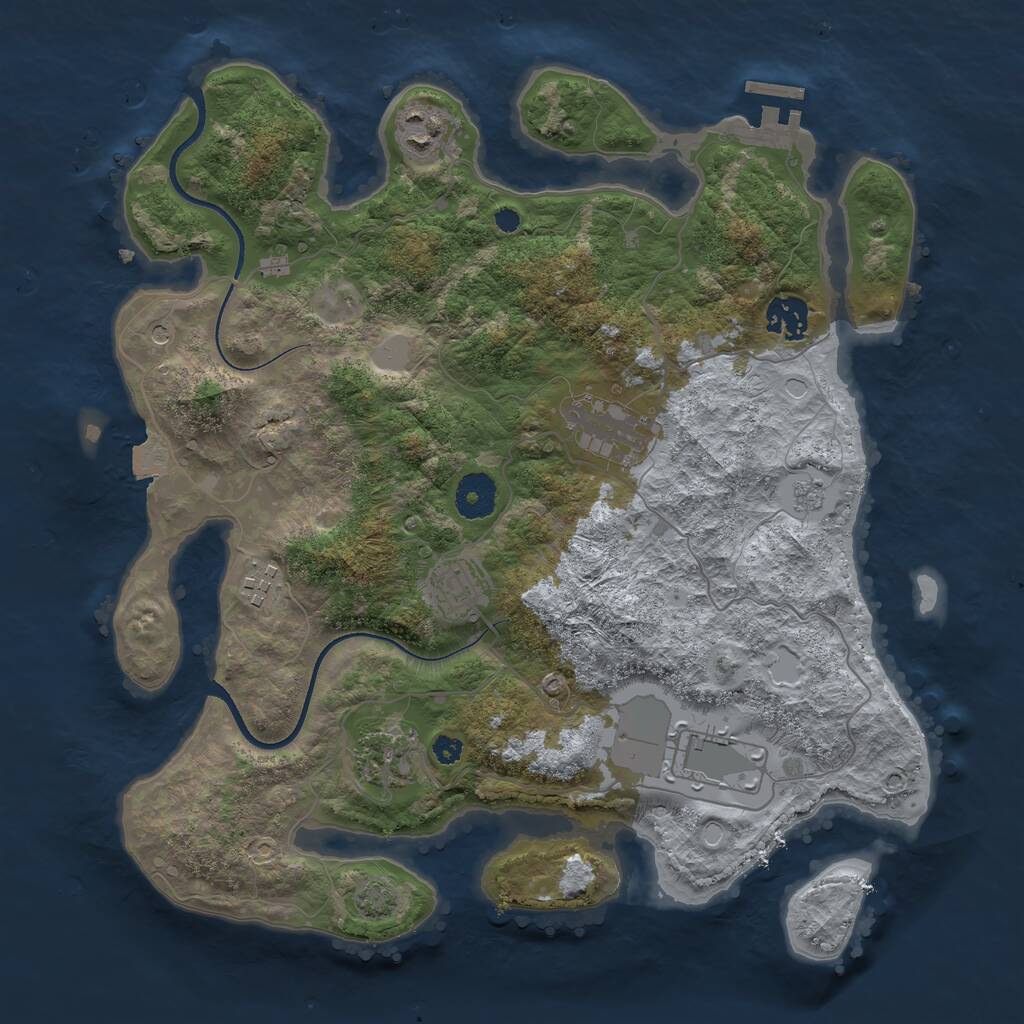 Rust Map: Procedural Map, Size: 3500, Seed: 1694955593, 12 Monuments
