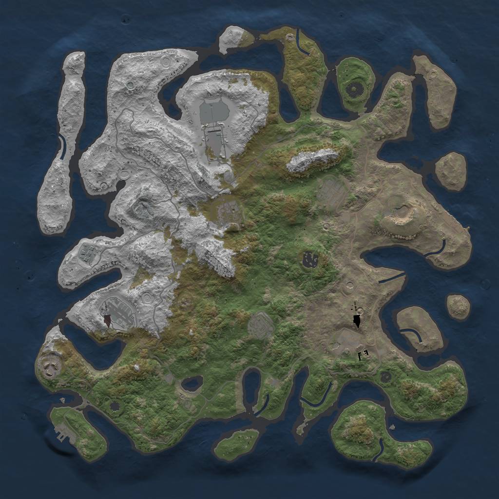 Rust Map: Procedural Map, Size: 4500, Seed: 984357, 18 Monuments