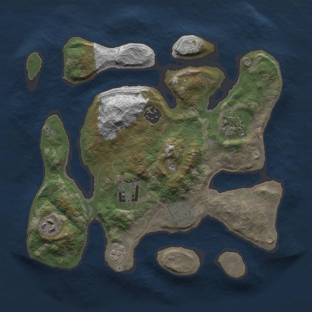 Rust Map: Barren, Size: 2950, Seed: 59548, 9 Monuments