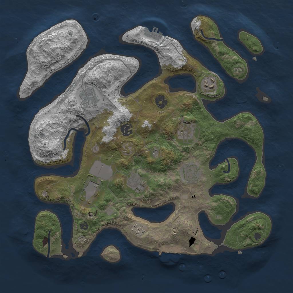 Rust Map: Procedural Map, Size: 3500, Seed: 928345, 16 Monuments