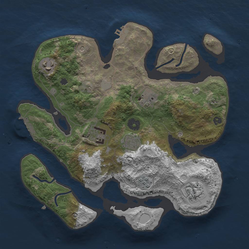 Rust Map: Procedural Map, Size: 3000, Seed: 1492423115, 14 Monuments