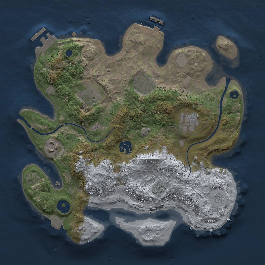Rust Map: Procedural Map, Size: 3000, Seed: 1492423115, 11 Monuments