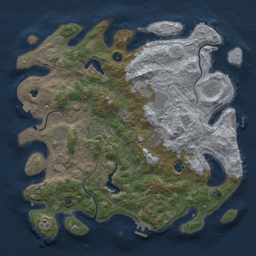 Rust Map: Procedural Map, Size: 4096, Seed: 183477673, 14 Monuments