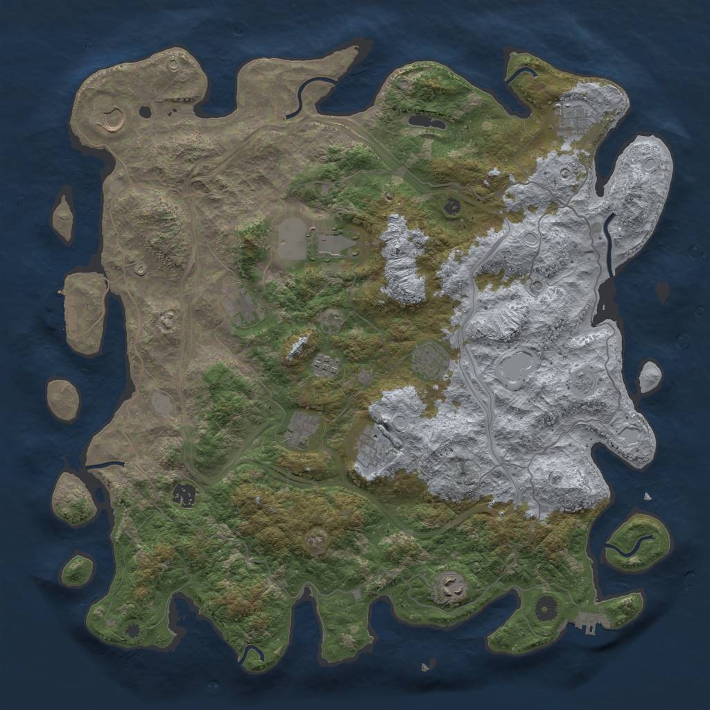 Rust Map: Procedural Map, Size: 4500, Seed: 466443, 19 Monuments