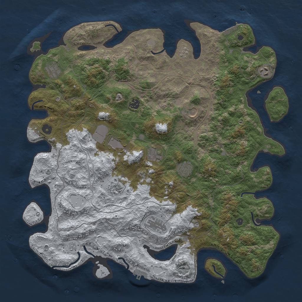 Rust Map: Procedural Map, Size: 4500, Seed: 650639, 19 Monuments