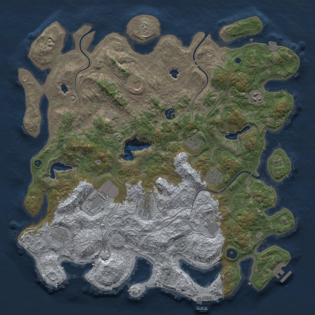 Rust Map: Procedural Map, Size: 4500, Seed: 414779, 16 Monuments