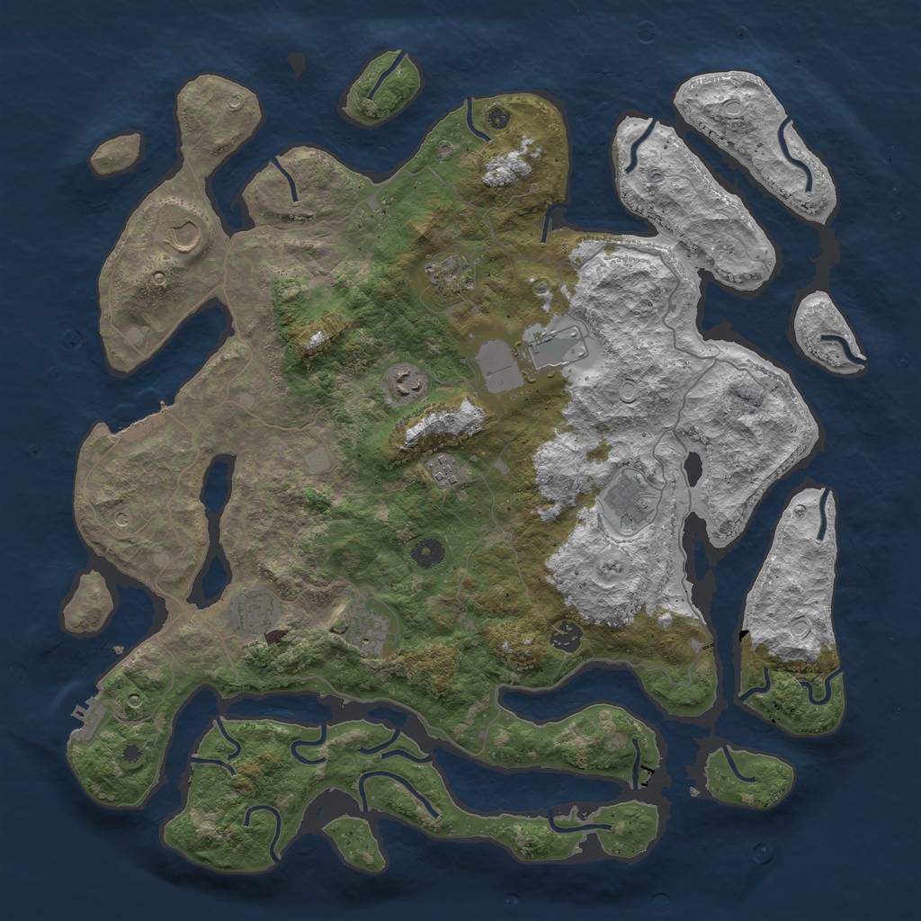 Rust Map: Procedural Map, Size: 4500, Seed: 667006, 17 Monuments