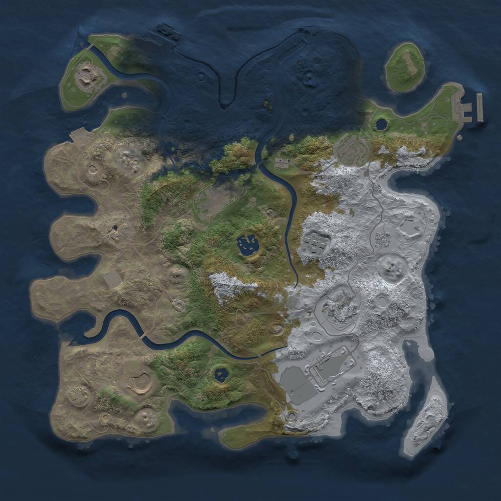Rust Map: Procedural Map, Size: 3500, Seed: 1725680606, 14 Monuments