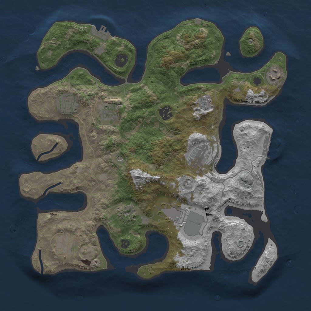 Rust Map: Procedural Map, Size: 3500, Seed: 1725680606, 14 Monuments