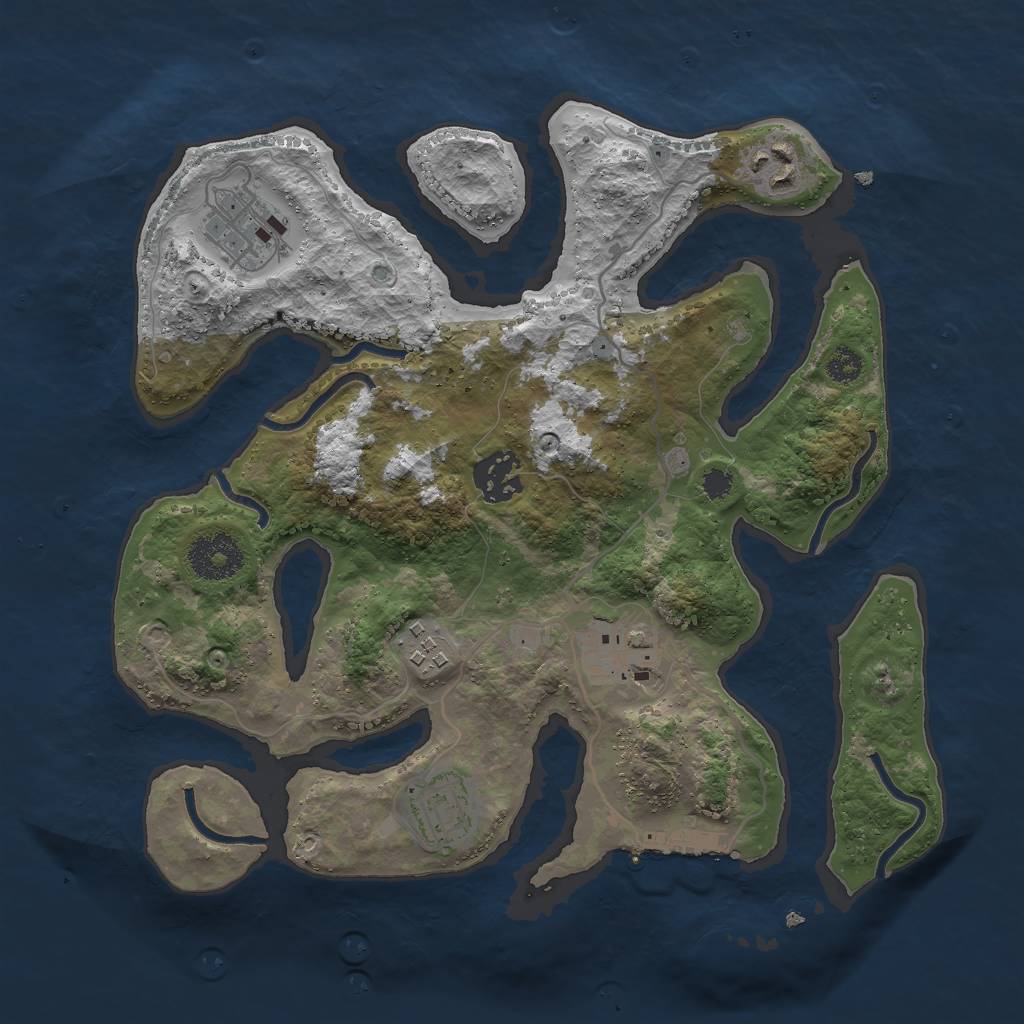 Rust Map: Procedural Map, Size: 3000, Seed: 560404351, 9 Monuments