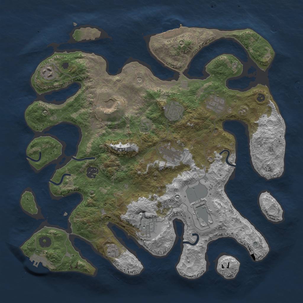 Rust Map: Procedural Map, Size: 3800, Seed: 45182, 20 Monuments