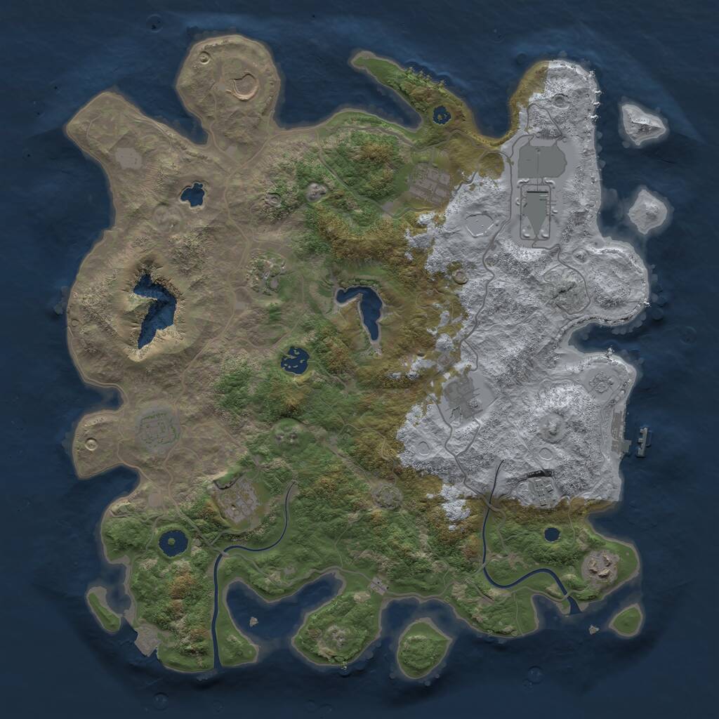 Rust Map: Procedural Map, Size: 4000, Seed: 977, 14 Monuments