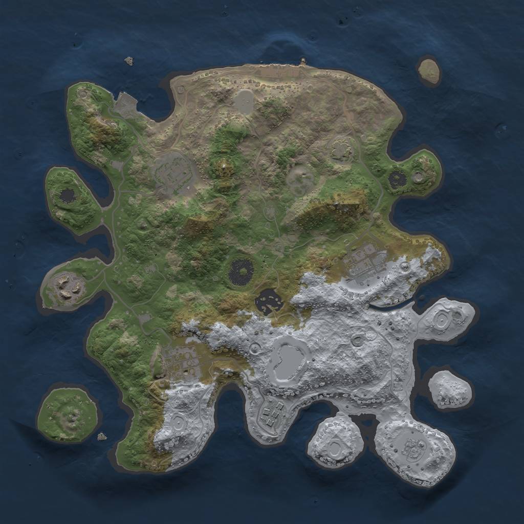 Rust Map: Procedural Map, Size: 3000, Seed: 84937, 12 Monuments