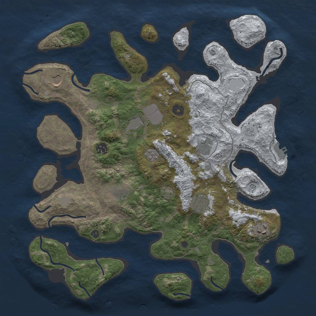 Rust Map: Procedural Map, Size: 4000, Seed: 6061966, 16 Monuments